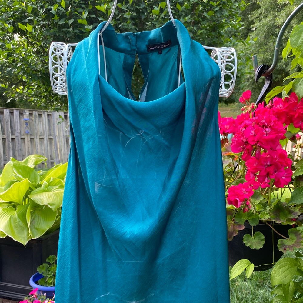 Violet & Claire Teal sleeveless blouse slouch neck